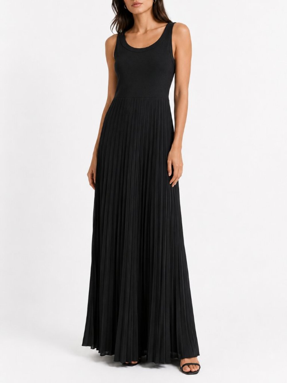 JONES NEW YORK BLACK PLEATED MAXI DRESS - XS